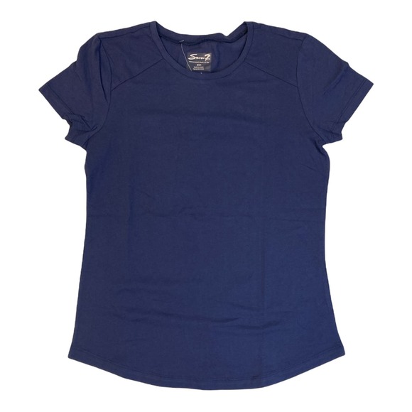 Seven7 Women Medium Cotton Crew Neck Short Sleeve T-Shirt (Navy Blue) - Picture 1 of 5